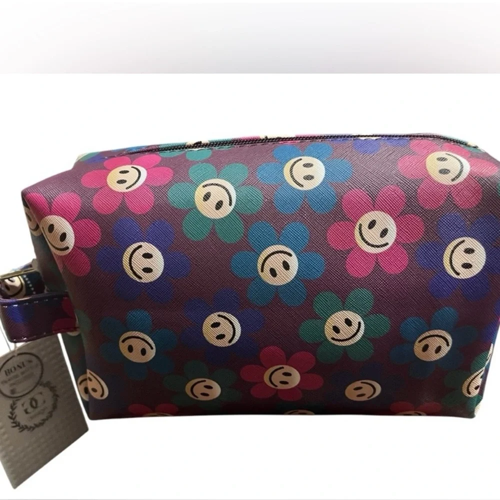 Floral Smiley Cosmetic Bag